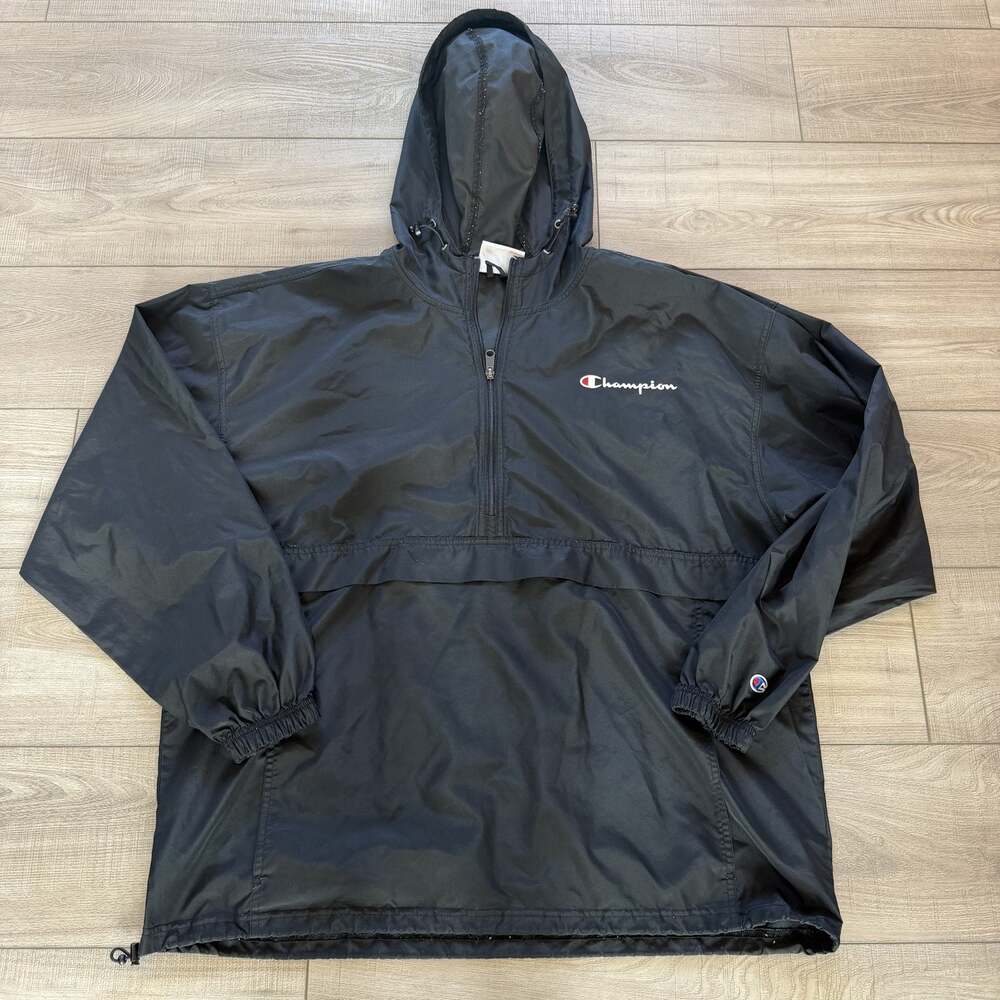 Champion Mens 2XL Black Quarter Zip Anorak